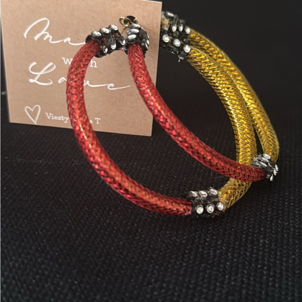 Women Jewelry Red and Gold Earring’s Set